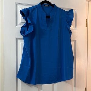 Amazon Women's Royal Blue Ruffle Blouse